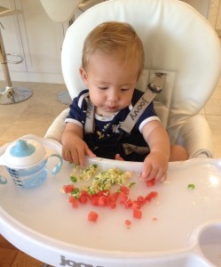 A hearty dinner of peas, orzo, and watermelon will carry him through the night, right?